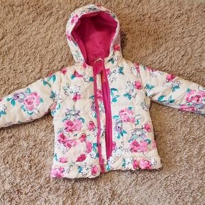 Cherokee toddler puffer jacket pink floral size 4
